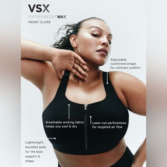 🔥Victoria's Secret Purple Sports Bra with Front Zipper Sz 36C New - Picture 2 of 6